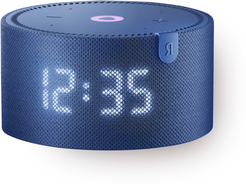 Яндекс Станция Мини, с Алисой, с часами, Bluetooth, Wi-Fi, синий сапфир