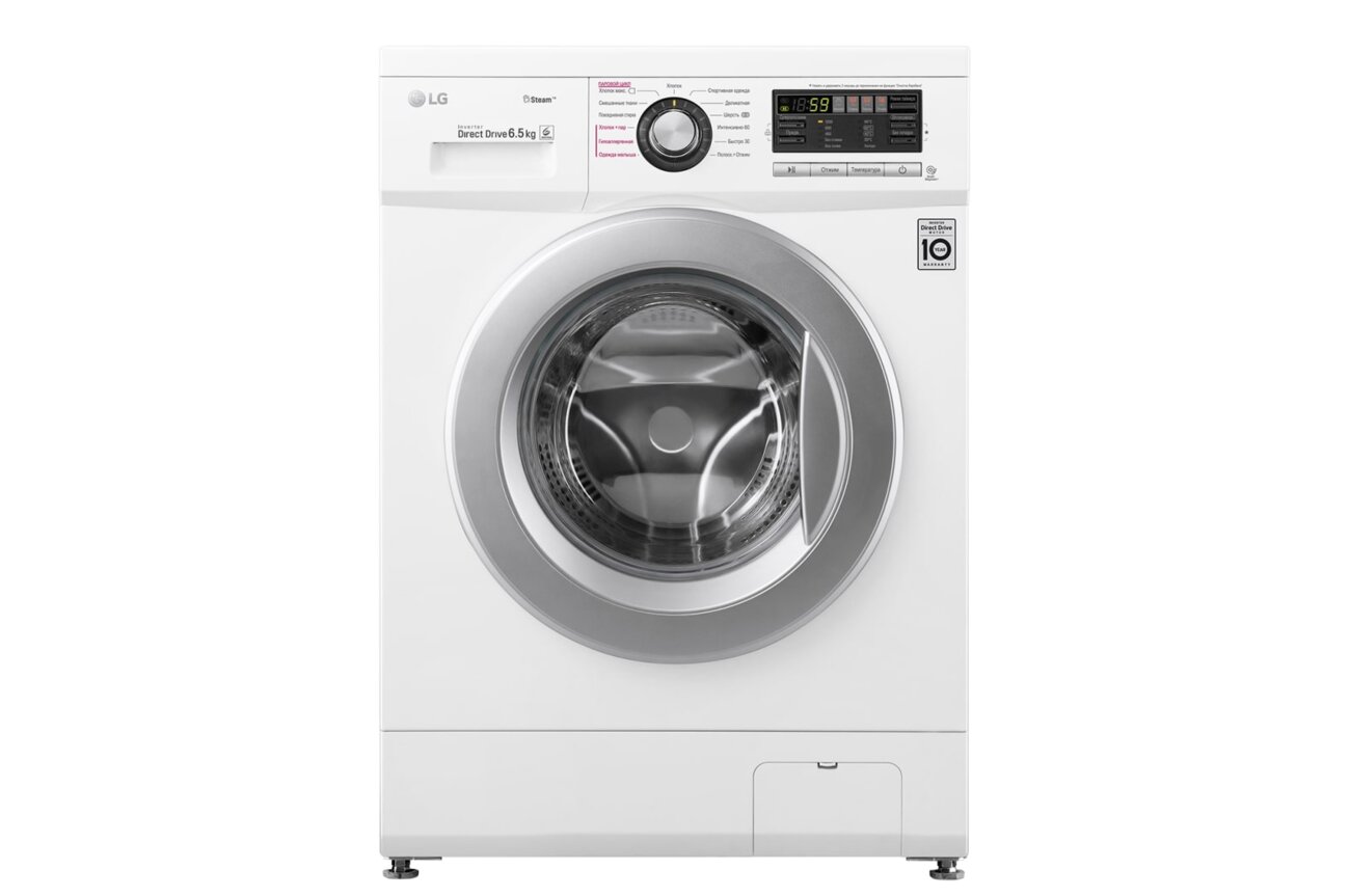 Стиральная машина LG F1296WDS1 60х44х85 см Класс: A загр.фронтальная макс.:6.5кг белый 1200 об/мин