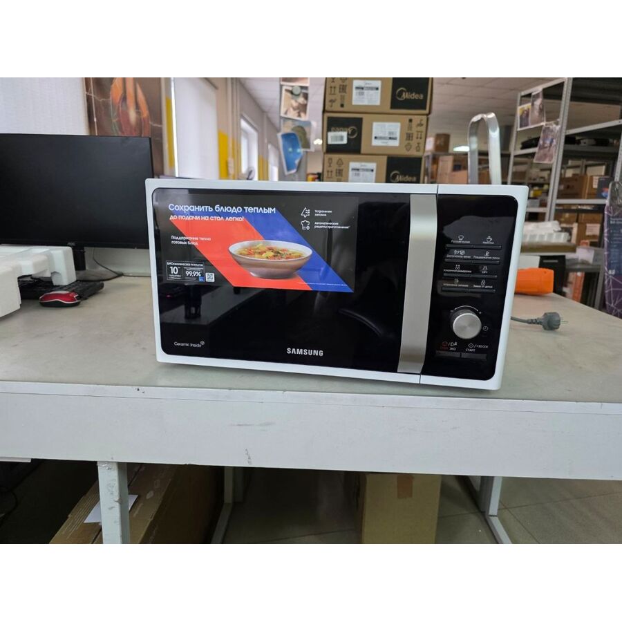 УЦ Микроволновая печь Samsung MS23F301TQW белый (плохая упаковка, бу, нет гар.талона, замена магнетрона)