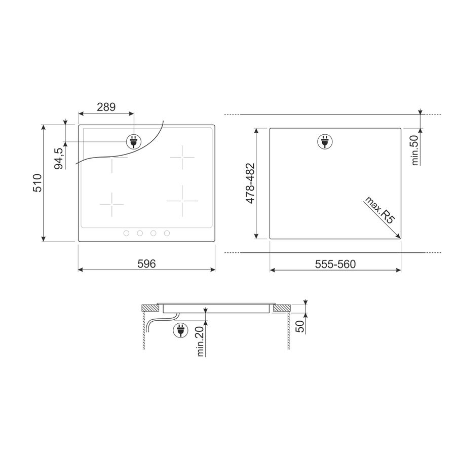Встраиваемая индукционная панель SMEG SI964NM Victoria 60см, поворотные переключатели, черная, стеклокерамика