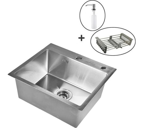 Кухонная мойка Wisent WS36050 Satin с коландером, дозатором и сифоном
