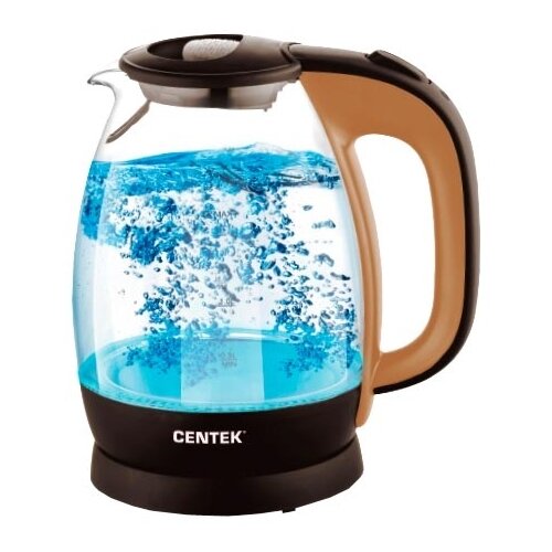 Чайник Centek СТ-0056 (бежевый/кофе) стекло 1.7л. 2200Вт. LED - подсветка. боросиликатное стекло