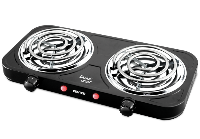 Электрическая плитка Centek CT-1509 (Black) 2 конфорки ТЭН 140мм, 2000Вт, индикатор работы