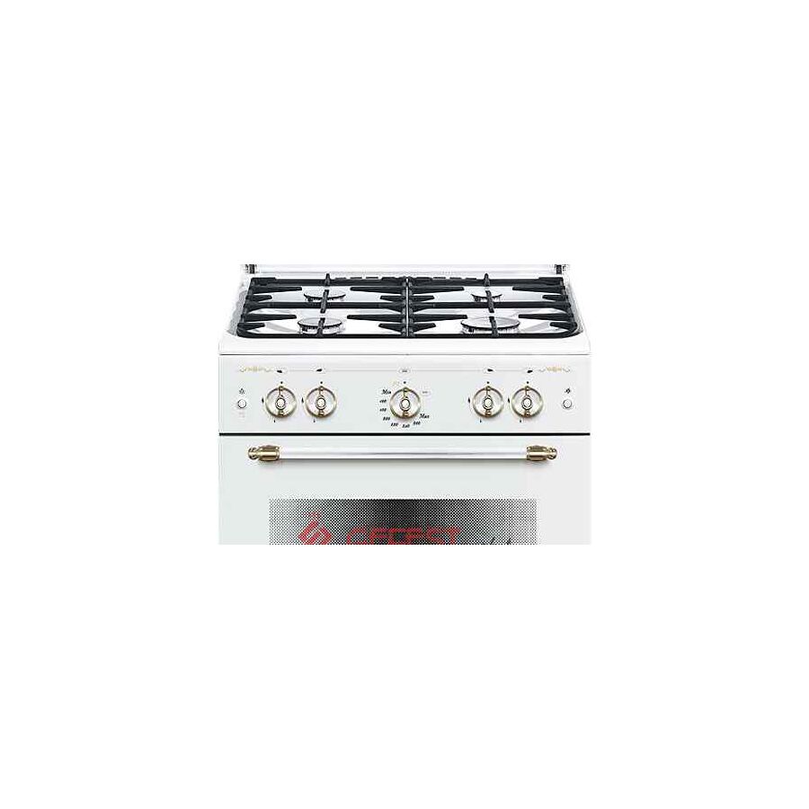 Плита Газовая Gefest ПГ 6100-02 0185 белый/золотистый, 85x60x60см, духовка 52л, 4 конфорки, реш.чугун