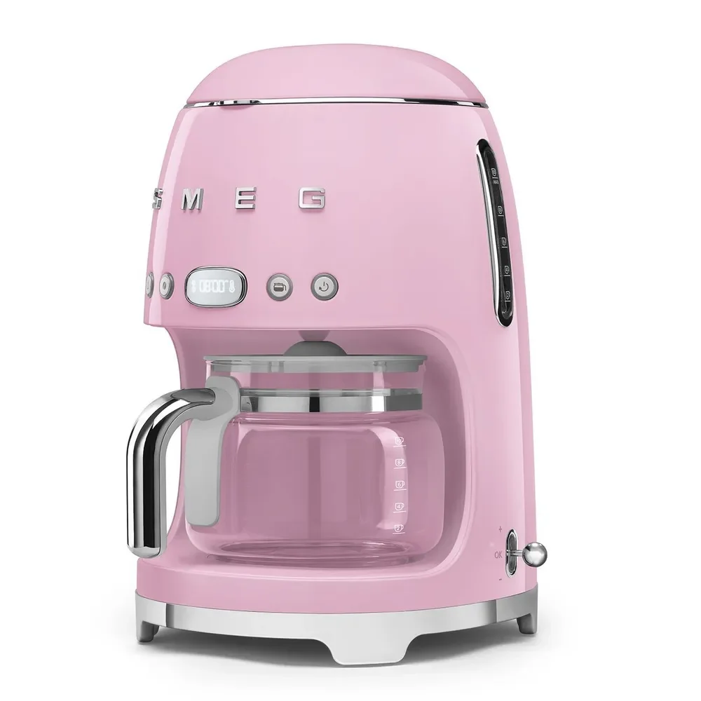 Кофеварка SMEG DCF02PKEU розовый стиль 50-х годов, 10 чашек, 1.4 л