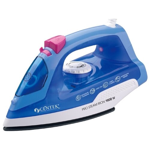 Утюг Centek СТ-2348 blue (синий) 180081. керамическая подошва. паровой удар. самоочистка. 200мл