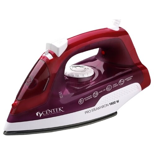 Утюг Centek СТ-2347 PURPLE (пурпур) 1800Вт. антипригар, подошва, паровой удар, самоочистка. 200мл