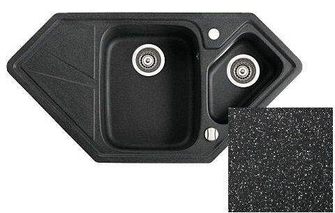 Мойка Marmorin Torro 220 613 012, гранит, чаша+1/2чаши+ сушка (trapez), 980х500х190, black Metalic