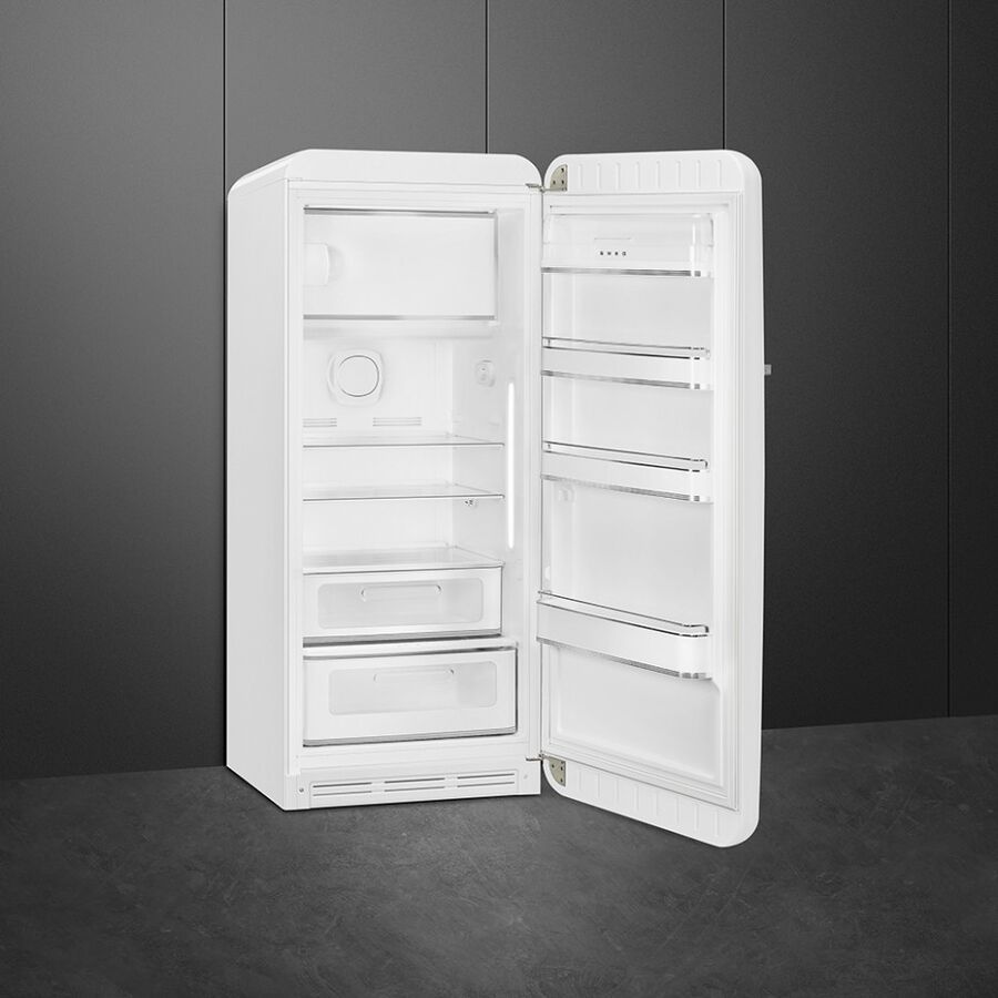 Холодильник SMEG FAB28RWH6 отдельностоящий, стиль 50-х, однокамерный, внутренняя морозильная камера, объем 270л, инверторный компрессор, энергоэффект