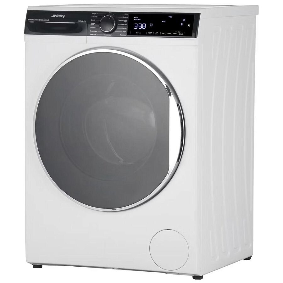Стиральная машина SMEG WM3T84RU4 белый 60 см, загрузка 8 кг, 1330 об/мин, 15 программ, LED дисплей, отсрочка 1-23 часа, энергоэффективность А+++