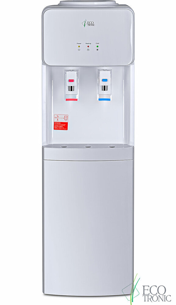 Кулер для воды ECOTRONIC J21-LCE напольный, нагрев/охлаждение электронное, шкаф, 2 крана белый