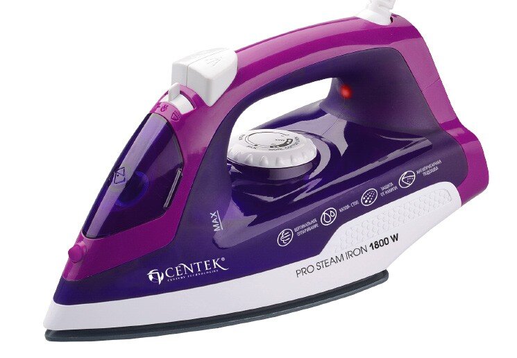 Утюг Centek СТ-2348 violet (фиолет) 1800Вт керамическая подошва. паровой удар. самоочистка. 200мл