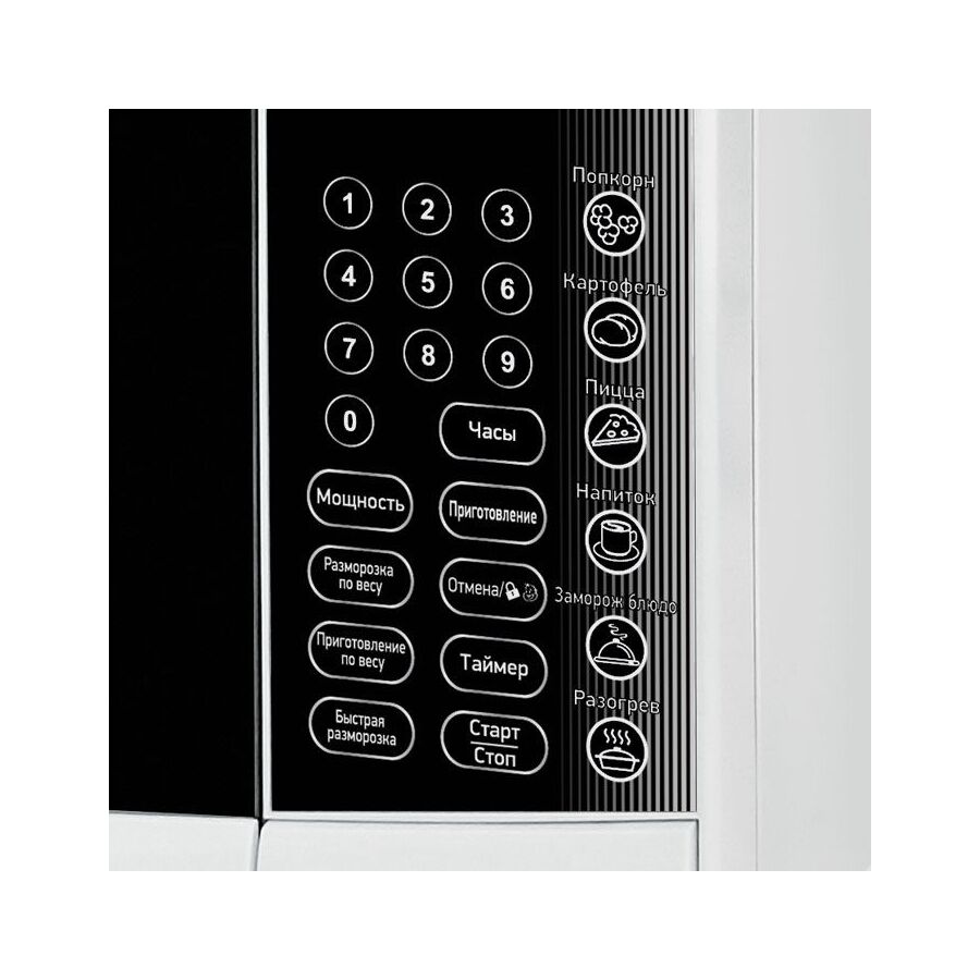 Микроволновая Печь BBK 23MWS-915S/W белый, 23 л., 900 Вт., электронное управление, дисплей