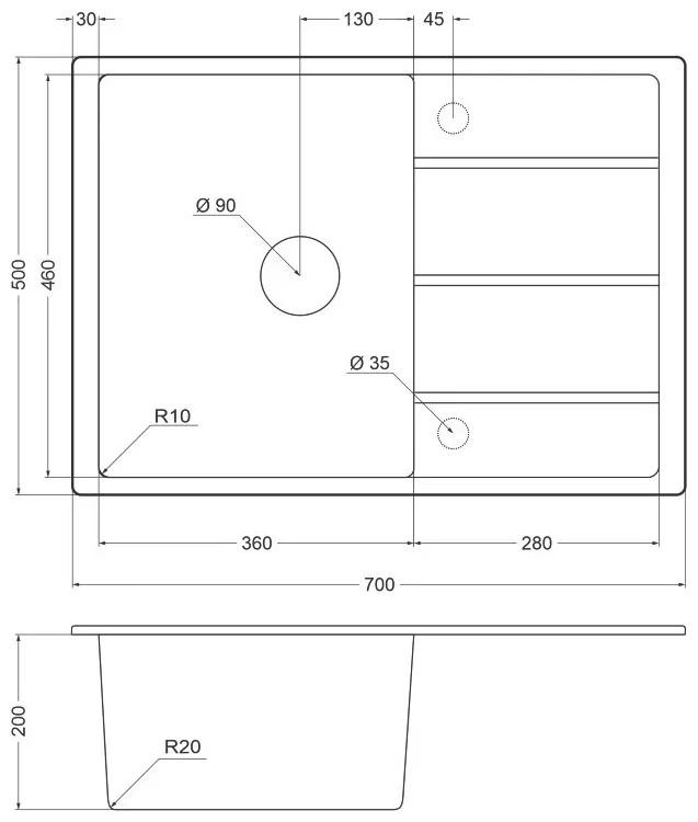 Мойка для кухни EMAR Quartz EMQ-1700.Q оникс