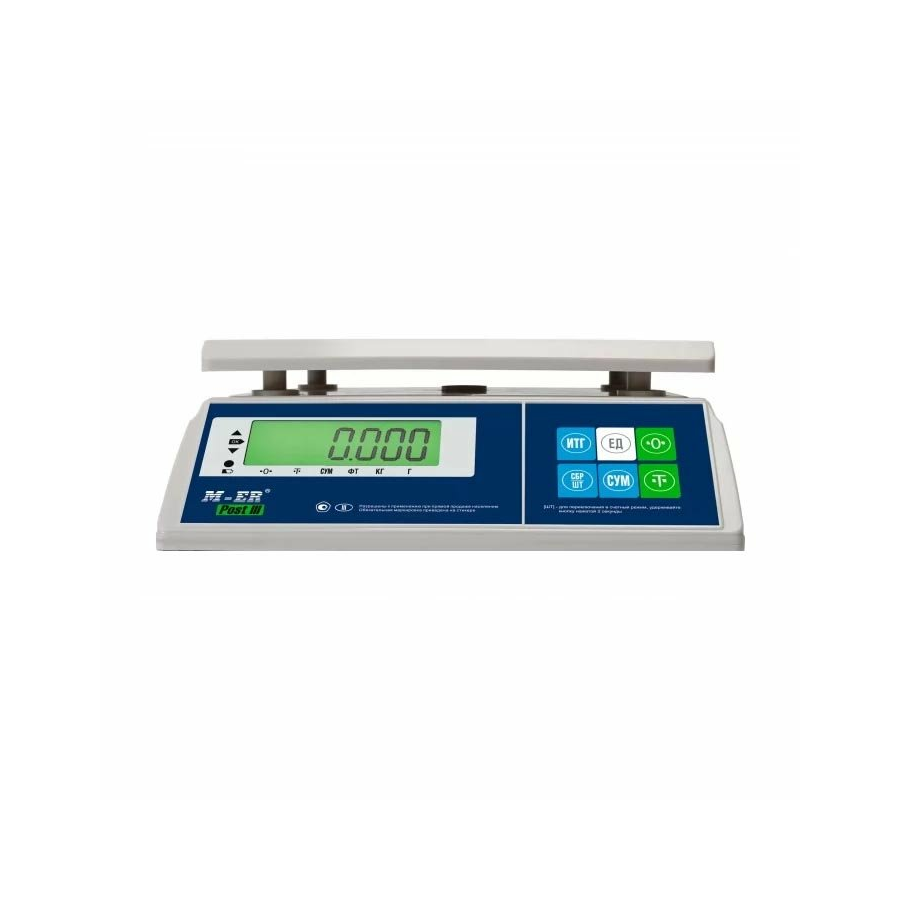 Фасовочные настольные весы MERTECH M-ER 326 AFU-6.1 Post III LCD (3734), белые, 6кг