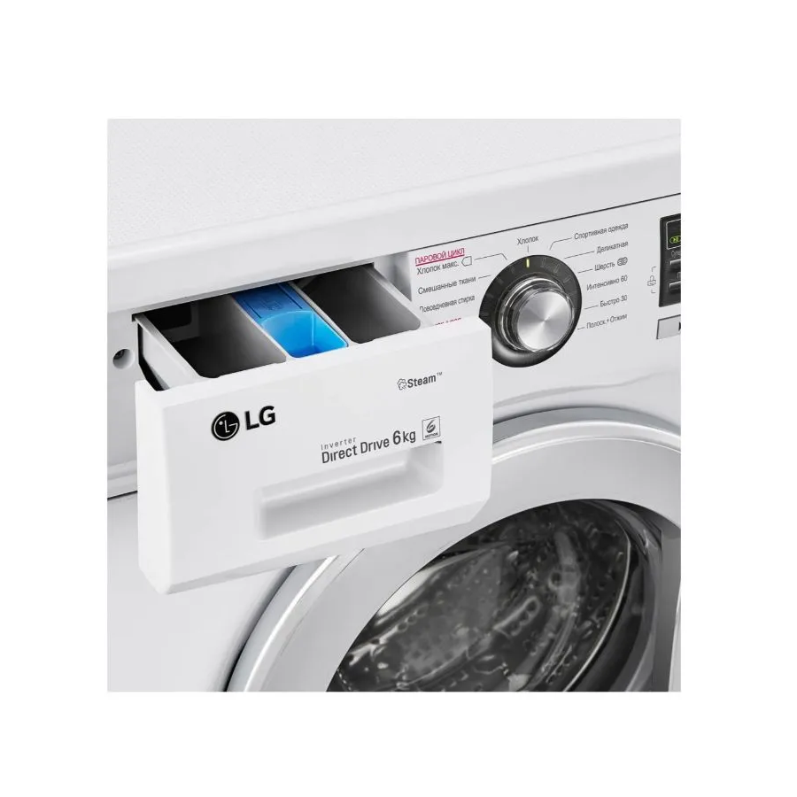 Стиральная машина LG F1296NDS1 белая 60x85x44см 1200 об/мин 6кг