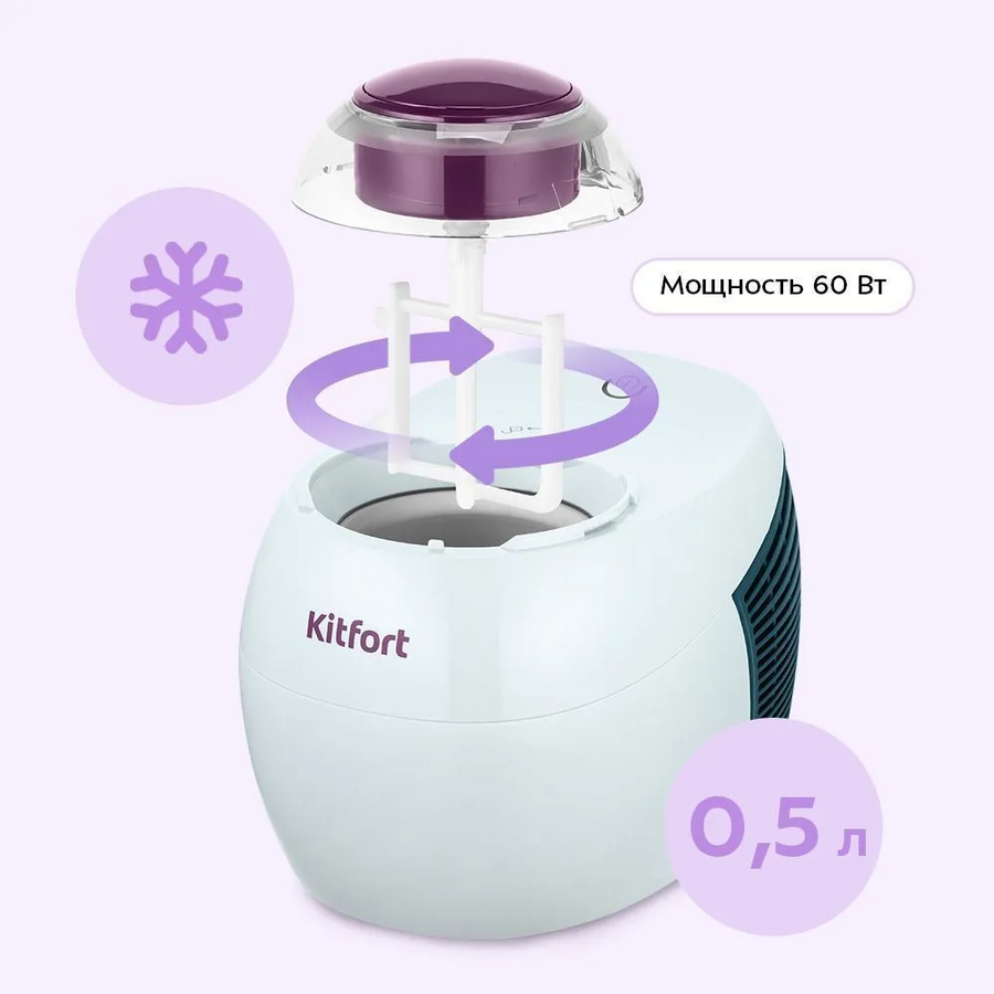 Мороженица Kitfort КТ-1842 60Вт 500мл белый/фиолетовый