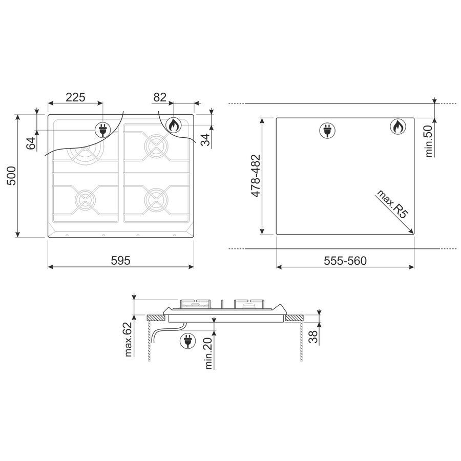 Варочная панель SMEG SR964XGH Victoria газ, варочная 60см, нерж