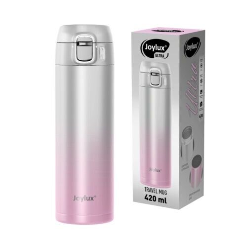 Термокружка JOYLUX Ultra Gradient 700276 нерж, 420мл белый/розовый