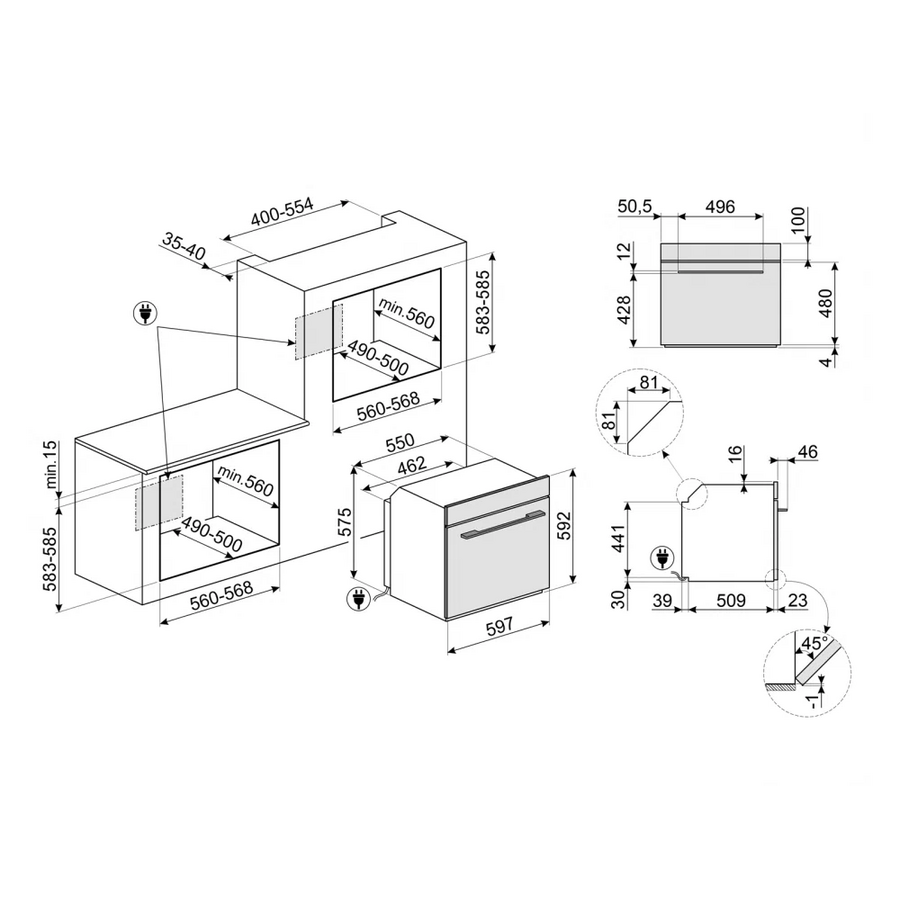 Духовой шкаф SMEG SOP6102TB3 Black черное стекло