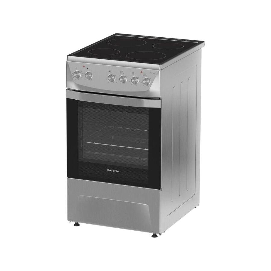 Электрическая плита Darina 1D5 EC 241 614 X нерж сталь, 85х50х60, 4 конфорки Hi-Light, электр мультифункц духовка 50л, 9 режимов, утапливаемые ручки