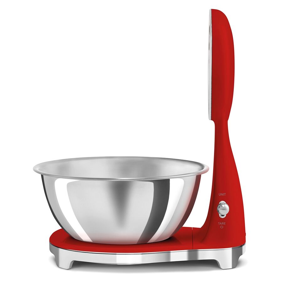 Весы кухонные SMEG KSF01RDWW аналоговый/цифровой дисплей, выбор единицы измерения, максимальный 5кг, шаг 1г, красный