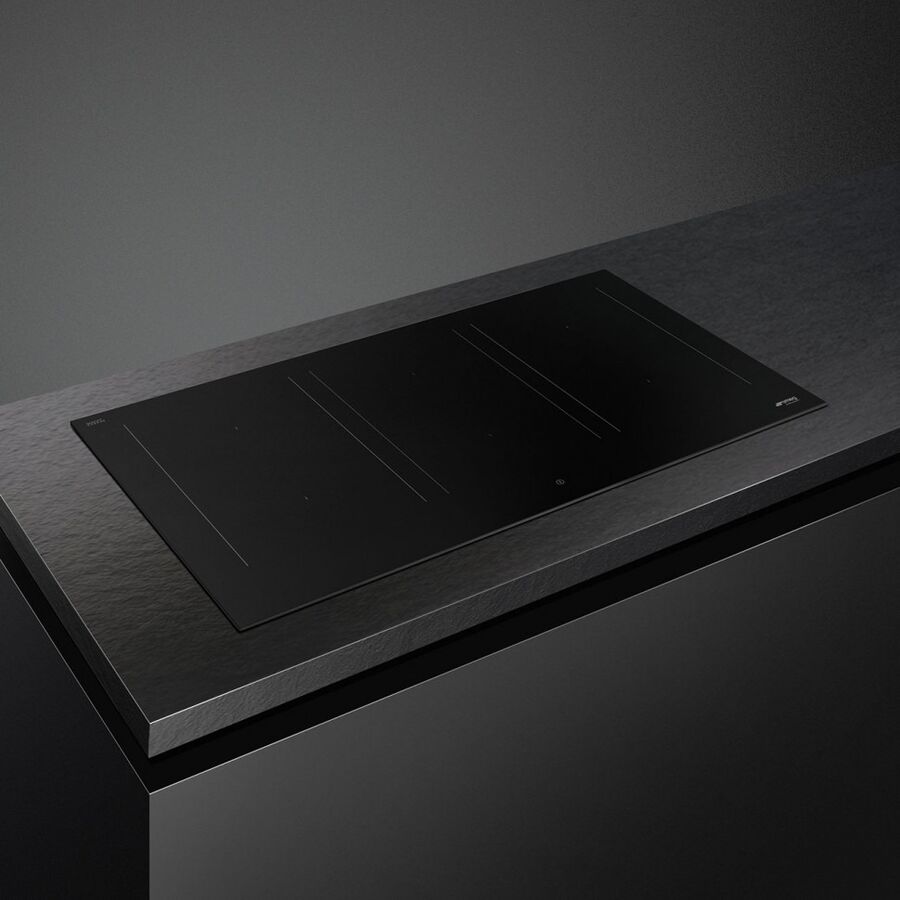 Варочная поверхность Smeg SIM3964N индукционная 90см, прямой край, чёрный матовый