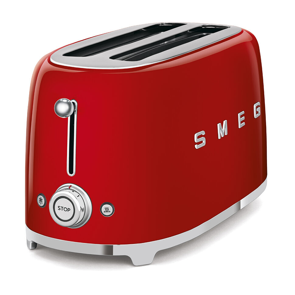 Тостер SMEG TSF02RDEU стиль 50-х, 4 ломтика, корпус из нержавеющей стали, 6 уровней поджаривания, красный