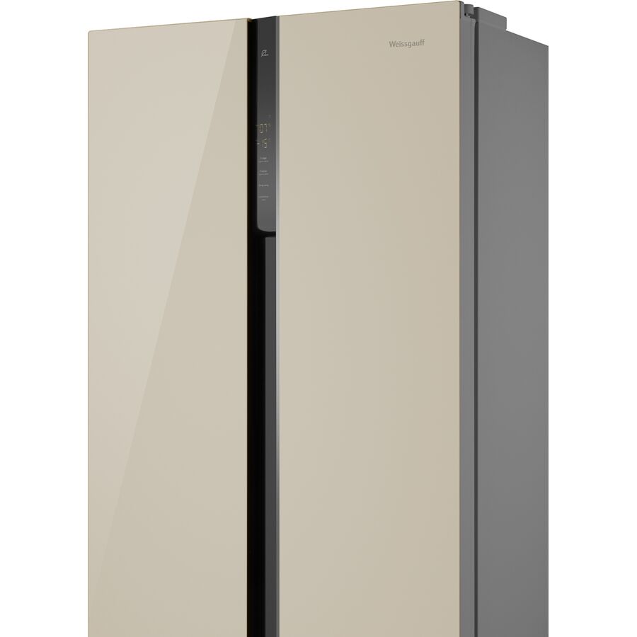 Холодильник Weissgauff WSBS 500 Inverter NoFrost Beige Glass