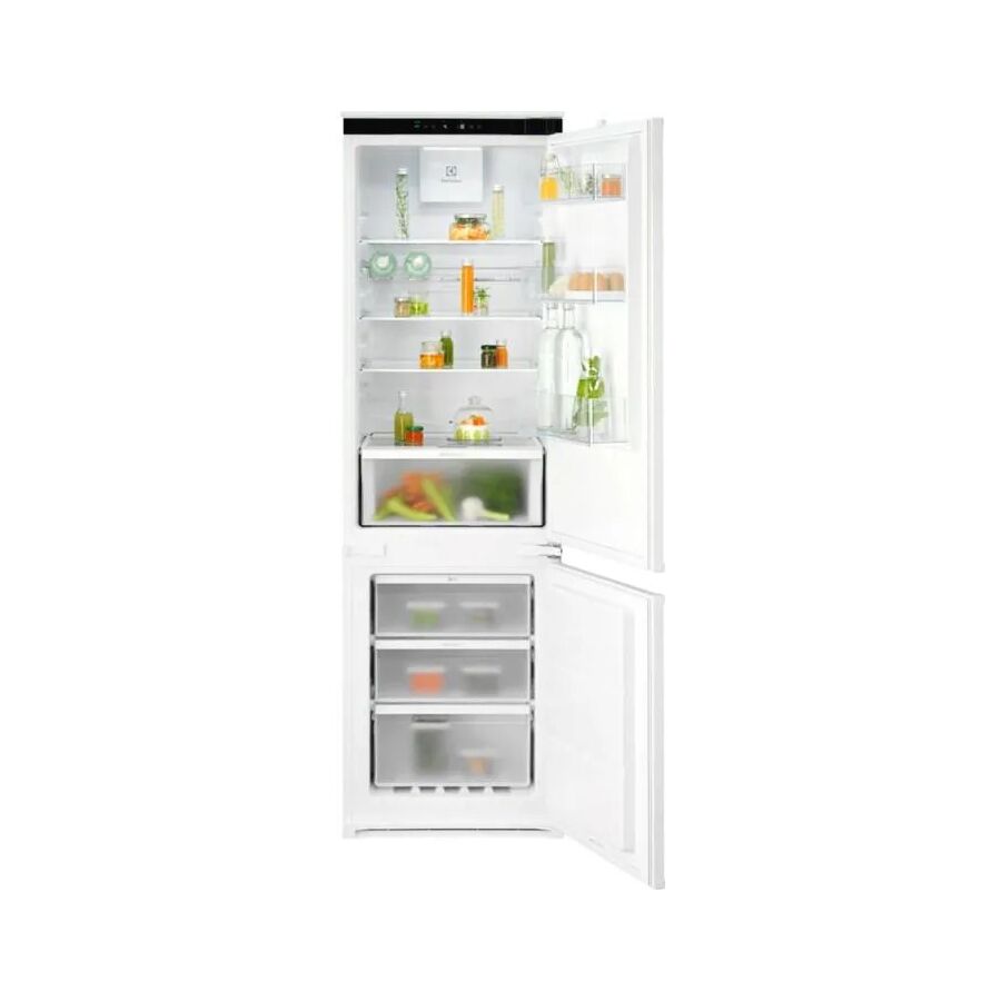 Встраиваемый холодильник ELECTROLUX E7TNGE18S комбинированный, скользящие направляющие, без No Frost, сенсорное управление, полезный объём: 256л