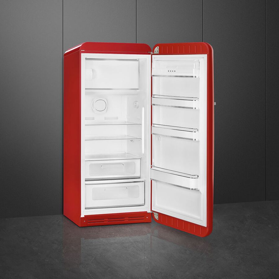 Холодильник SMEG FAB28RRD6 отдельностоящий, стиль 50-х, однокамерный, внутренняя морозильная камера, объем 270л, инверторный компрессор