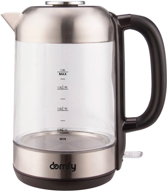 Чайник Domfy DSM-EK401 1.8л. 2200Вт черный/прозрачный (стекло/пластик)