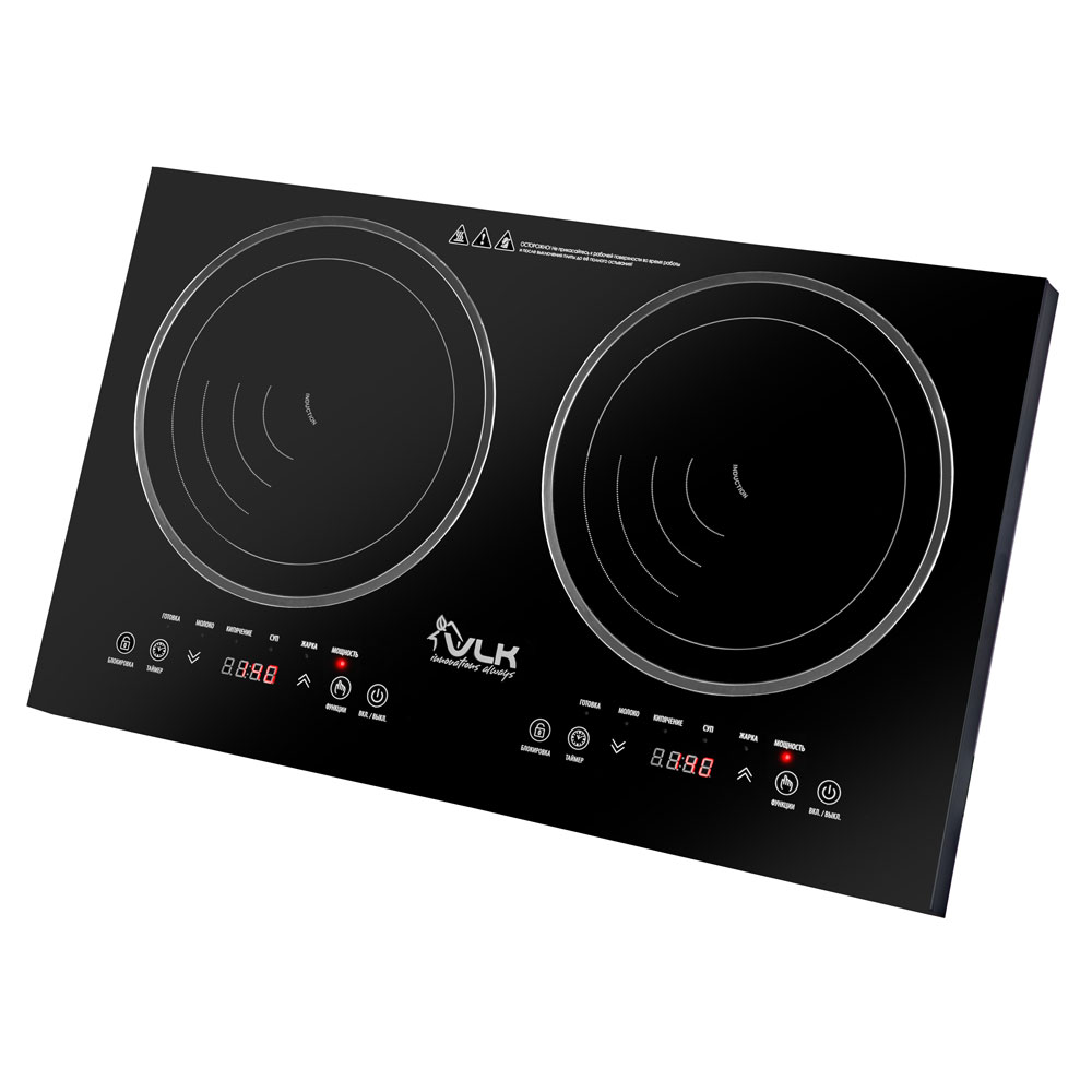 Настольная плита VLK Palermo 7735 (90692) индукция с двумя конфорками черный