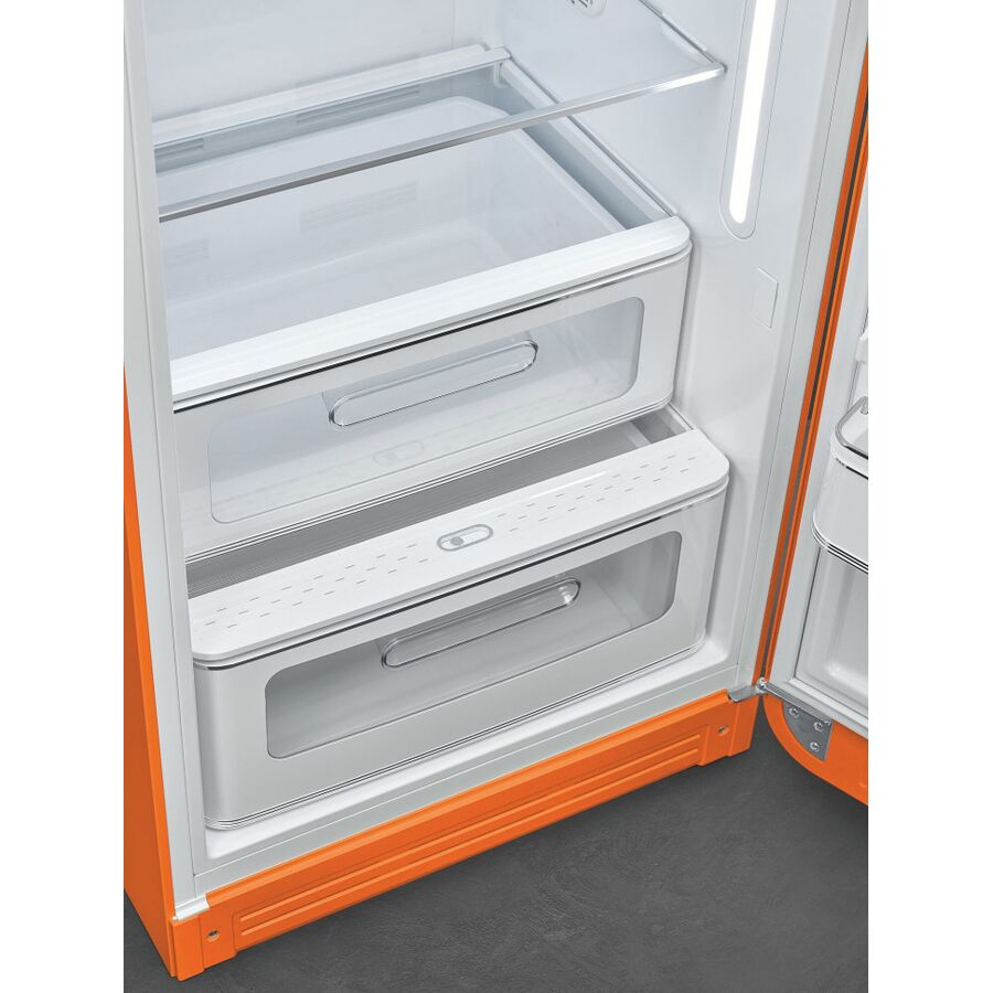 Холодильник SMEG FAB28ROR6 отдельностоящий, стиль 50-х, однокамерный, внутренняя морозильная камера, 270л, MultiFlow, инверторный компрессор