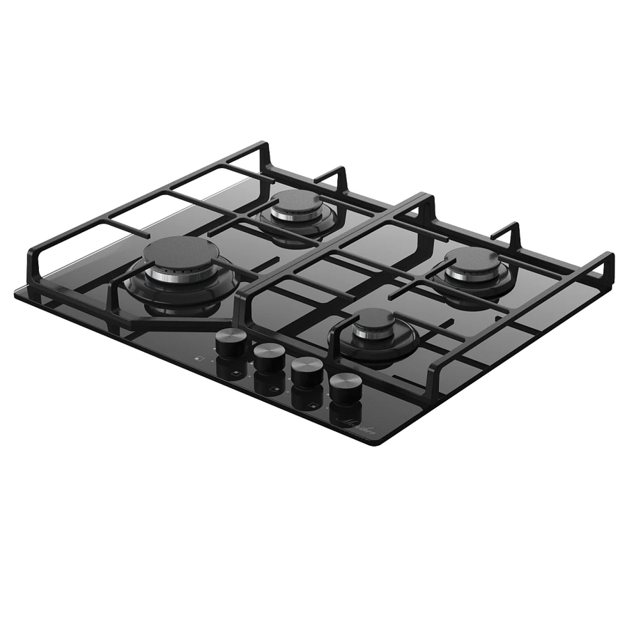 Варочная поверхность MONSHER MGG 62 Noir High-Tech, газ, 59см, газ-контроль, автоматический электроподжиг, чугунные решетки