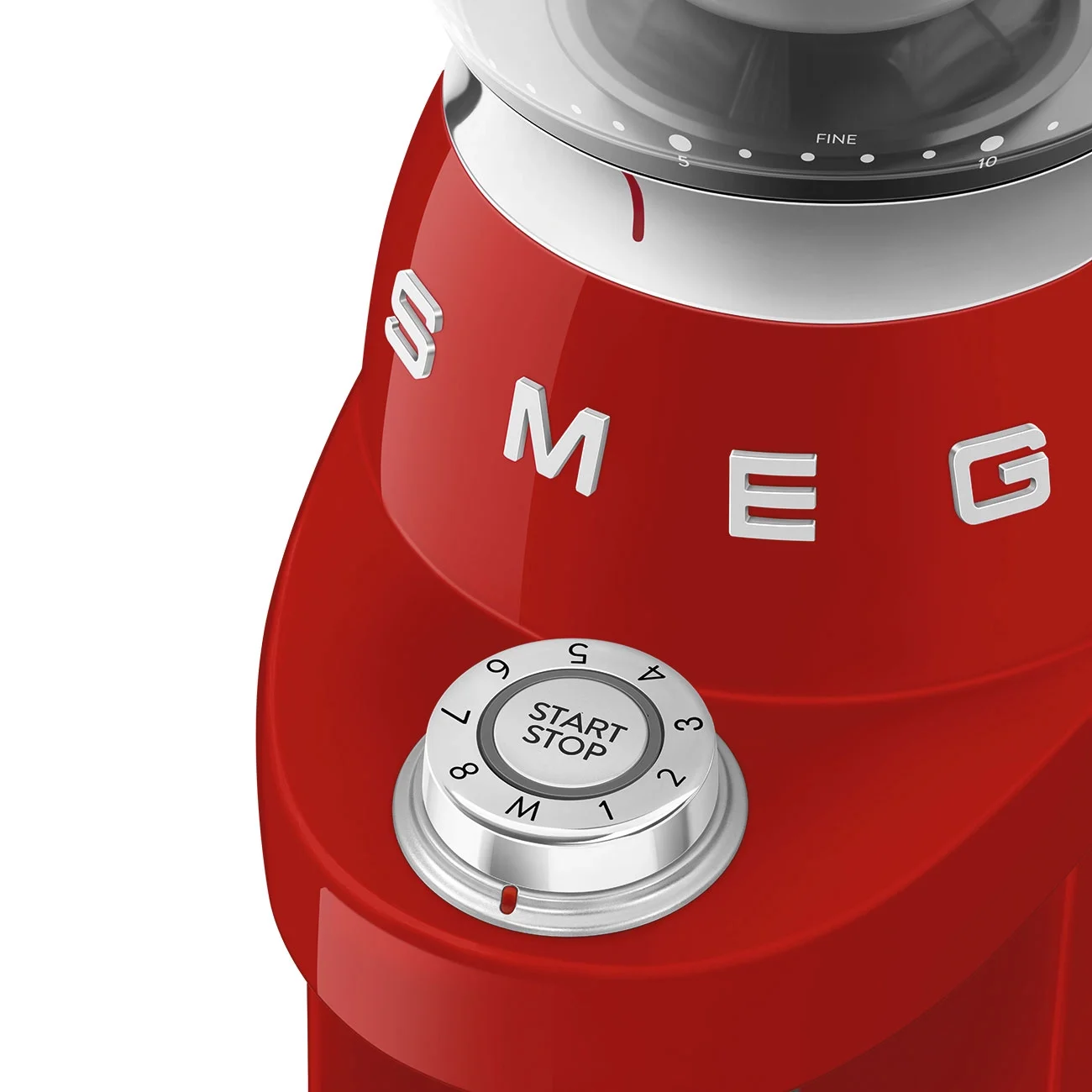 Кофемолка SMEG CGF03RDEU стиль 50-х гг, 15 уровней помола, конические жернова, объем контейнера для кофе 240г, красный