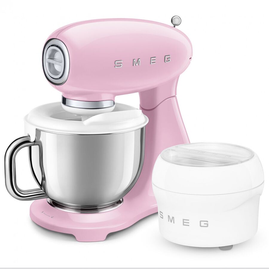 Миксер планетарный SMEG SMF05PKEU стиль 50-х гг, мощность 1000Вт, объем чаши 4.8л, 10 скоростей, розовый