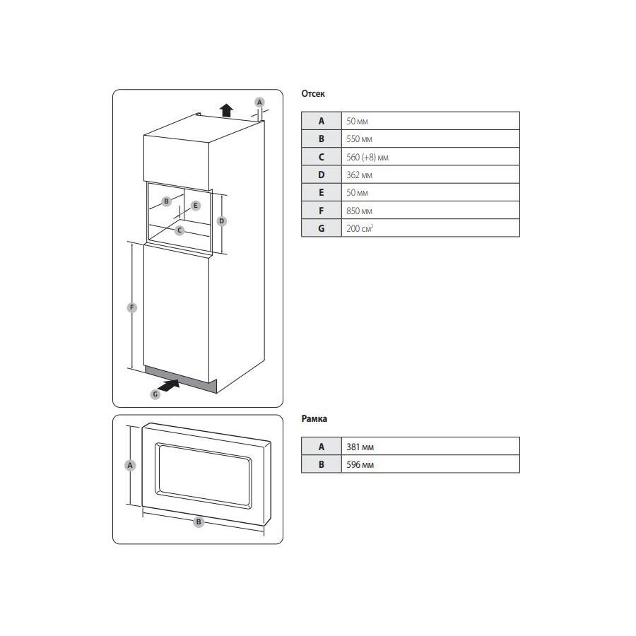 Встраиваемая микроволновая печь SAMSUNG MS20A7013AB/BW