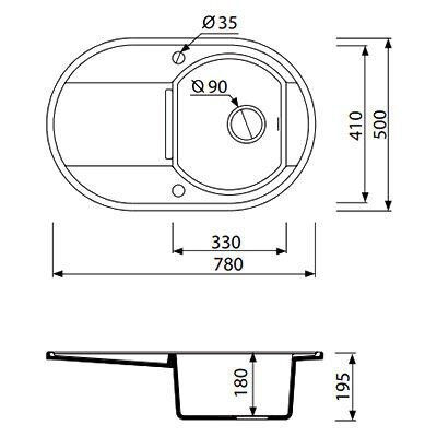 Кухонная мойка Marmorin Otago 505 113 001 Safari гранит, чаша+сушка (1b1d R) 780х500х190