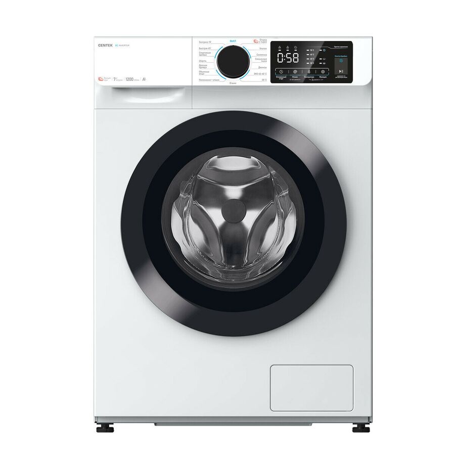 Стиральная машина Centek CT-1921 (белый) 1200 / 7кг / 40см / 15пр /LED-Дисплей / INVERTER /Пар/A+++
