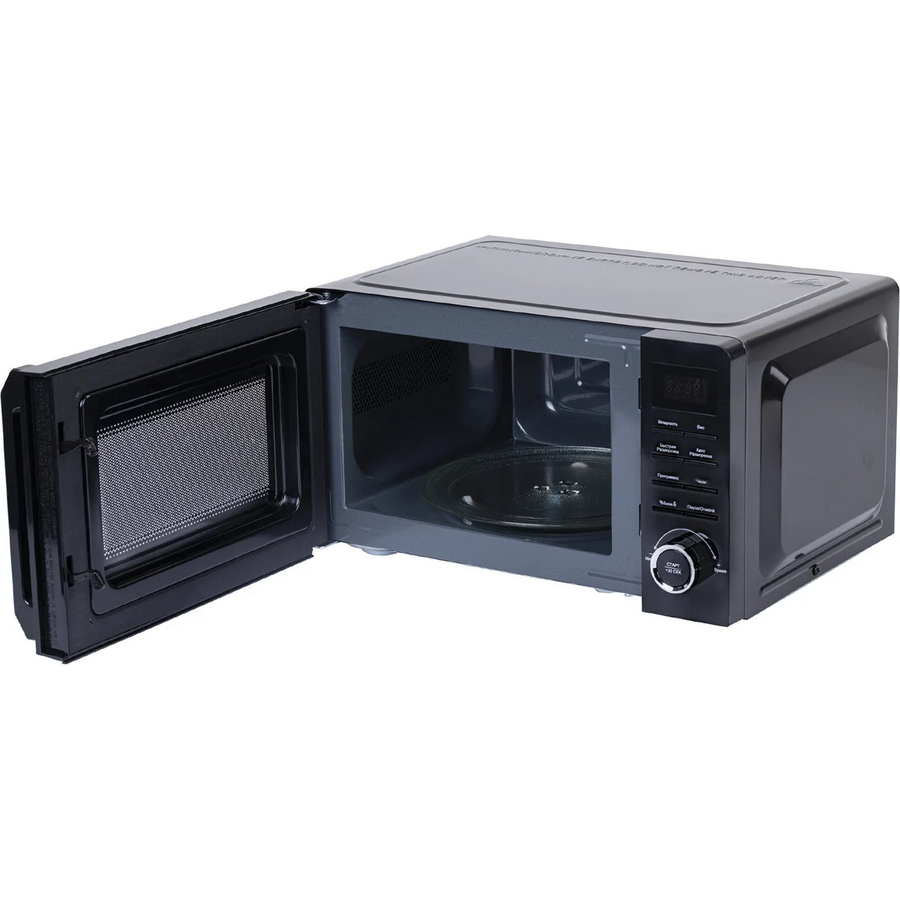 Микроволновая печь BRASSON MW2070D-8BL, 20л, 700Вт, таймер, 8 Автопрограмм, дисплей, защита от детей, черная