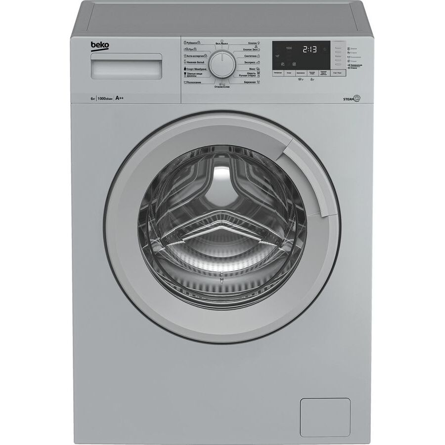 Стиральная машина Beko WSRE6512ZSS серебристая, 84х60х41,5см, 6кг