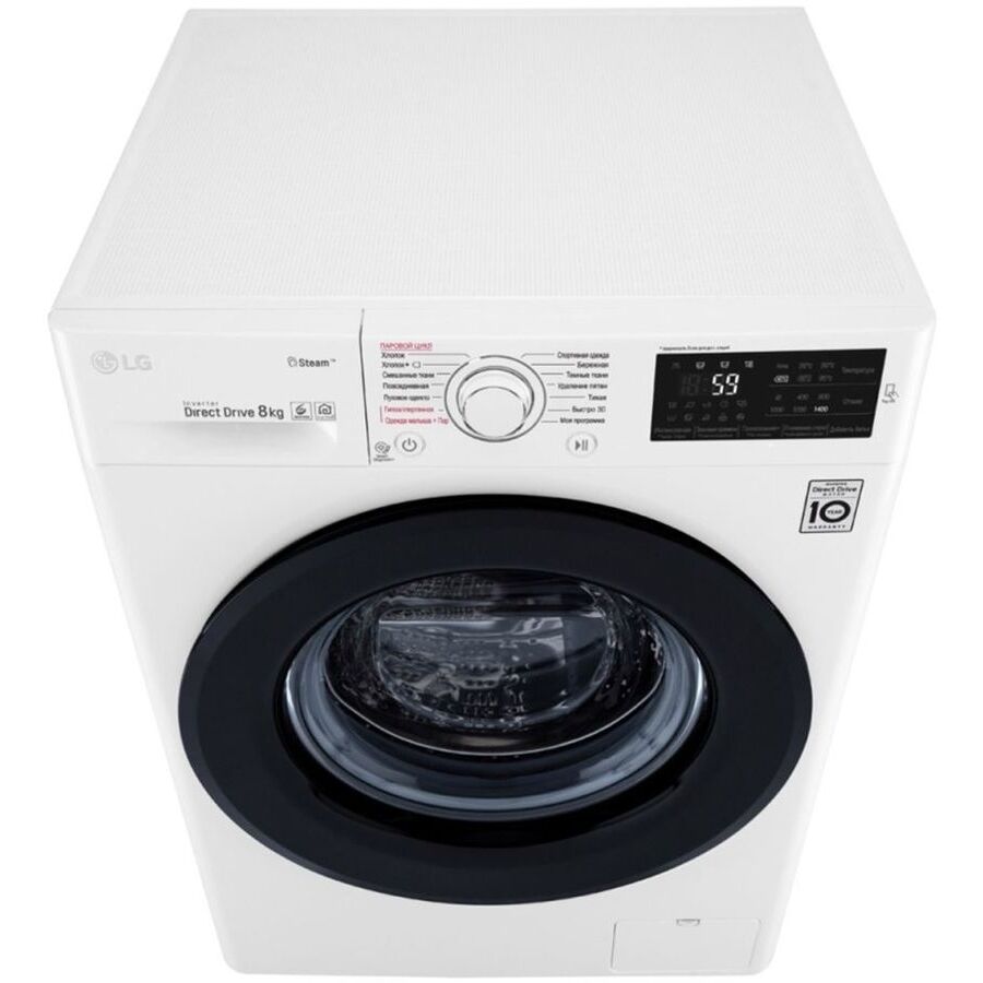 Стиральная машина LG F4M5TS6W 85x60x56см кл.:A фронт. макс.:8кг белый, люк-черный, 1400 об/мин