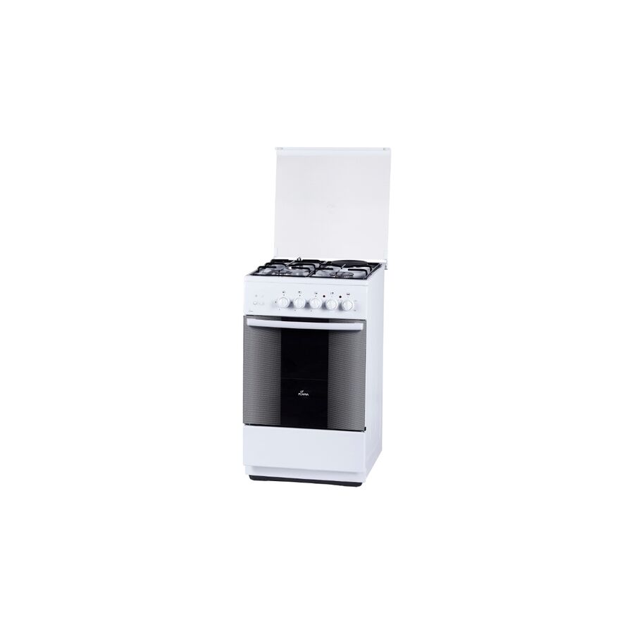 Комбинированная плита Flama RK 23-121 W белый, 85х50х60см, 3+1, духовка электрическая