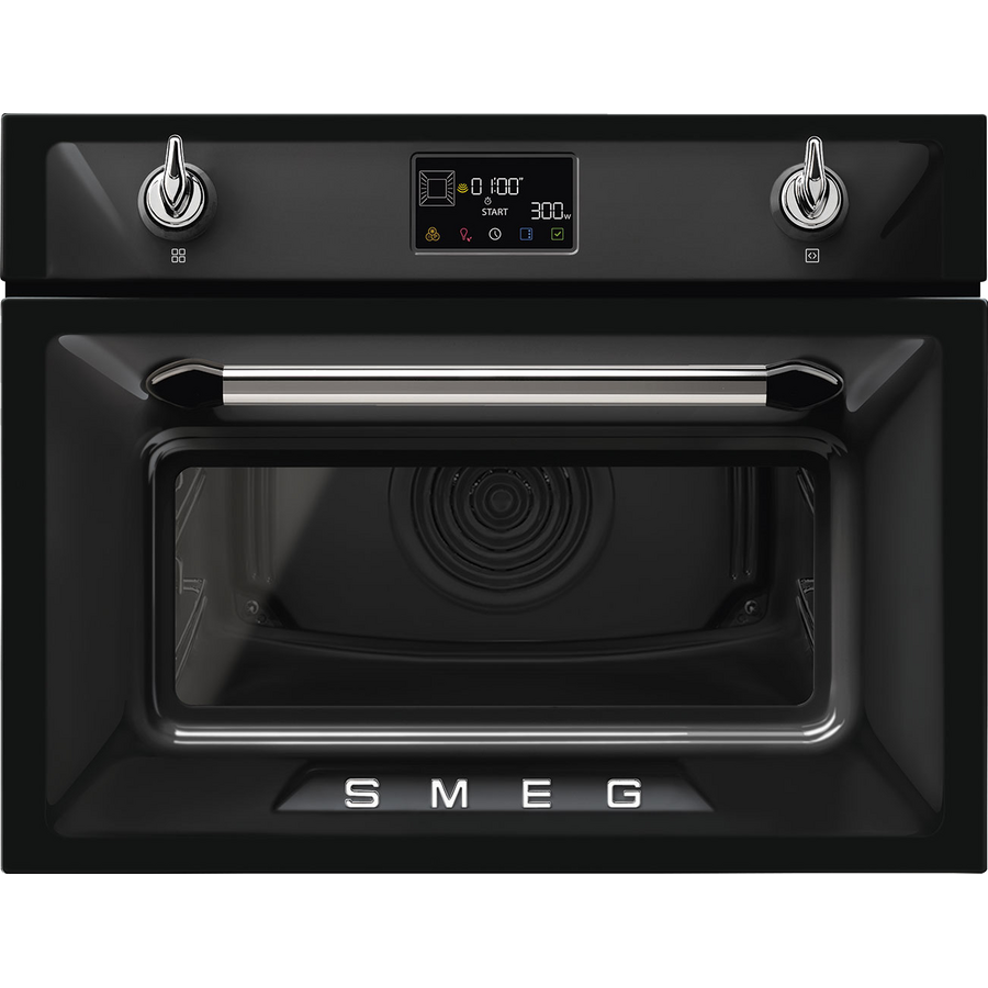 Духовой шкаф SMEG SO4902M1N компактный многофункциональный, комбинированный с микроволновой печью, ширина 60см, высота 45см