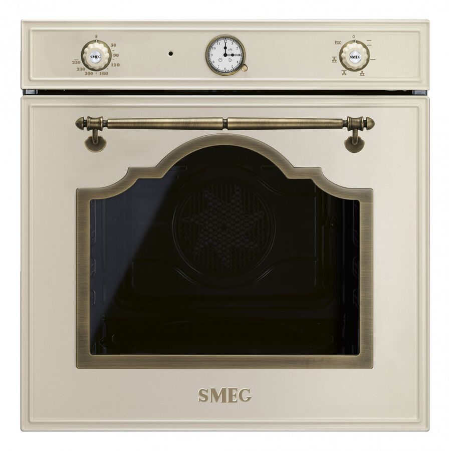 Духовой шкаф Smeg SF67C1PO многофункциональный 60см, 6 функций, кремовый, фурнитура латунная