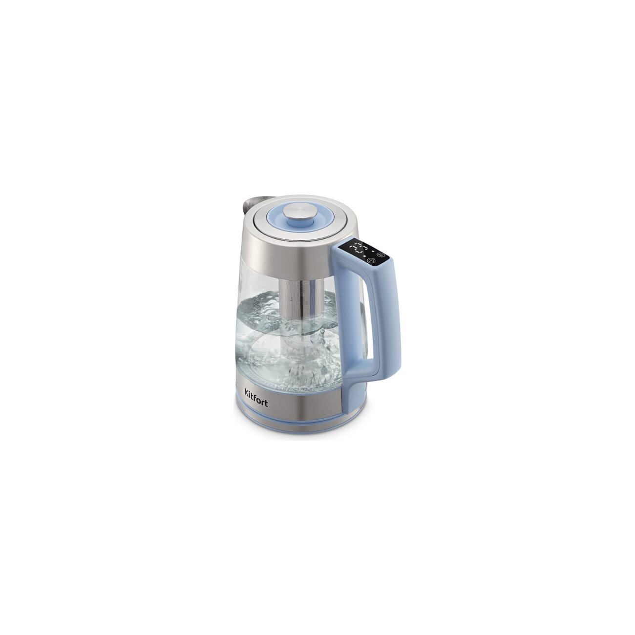Чайник электрический Kitfort КТ-6617 1.7л. голубой/нерж (корпус пластик/стекло)