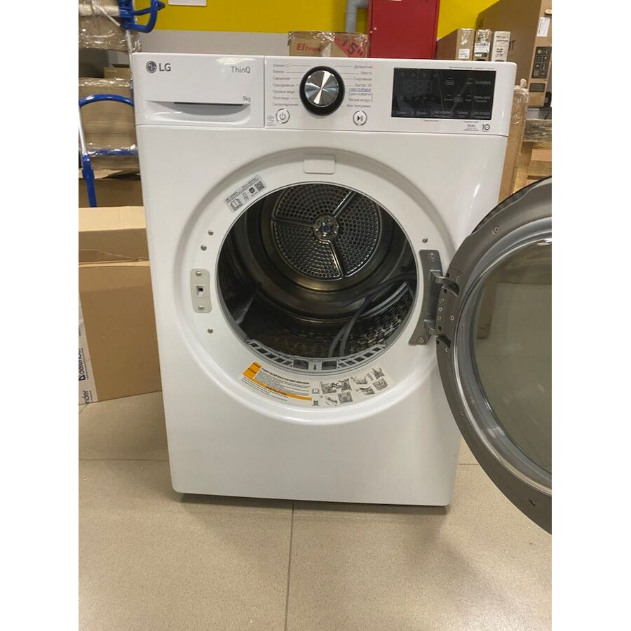 УЦ Сушильная машина LG DC90V9V9WN 9кг, белый (плохая упаковка, бу, нет документации, выцвевший барабан, прочистка системы)