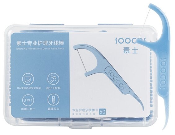 Зубная нить Xiaomi (Mi) Soocas Dental Floss Pick (1 pack) 50шт (D1) Global голубая