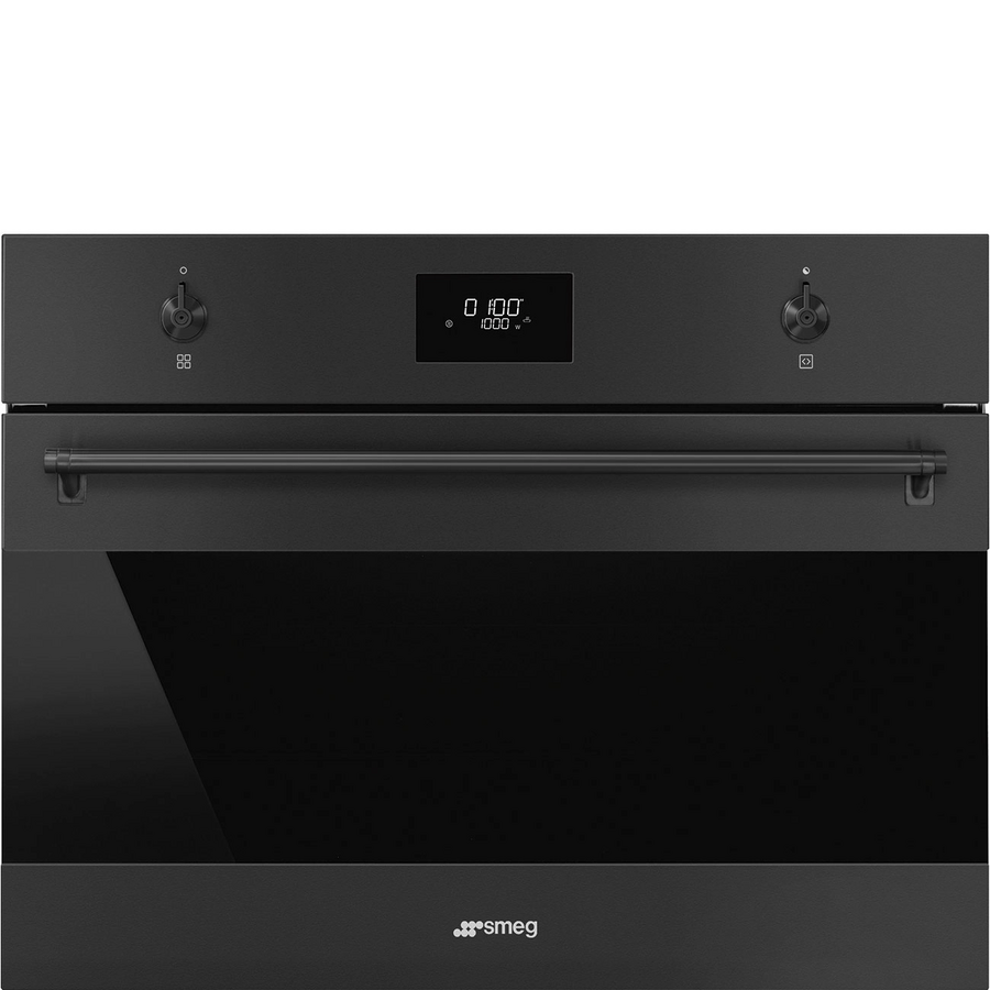 Встраиваемая микроволновая печь SMEG SO4301M0N чёрный матовый, Черное стекло Eclipse